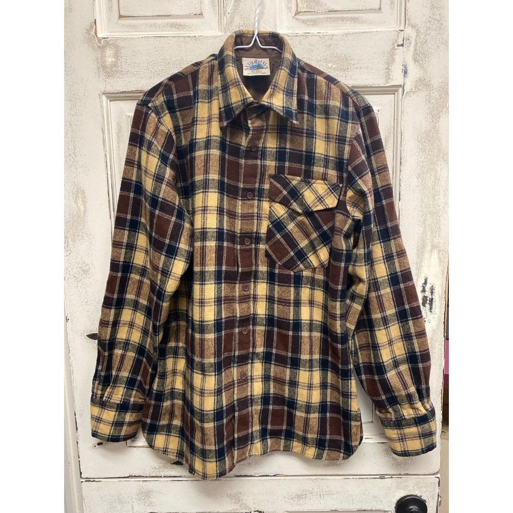 Vintage Saturdays Wool Blend Flannel Style Shirt with Elbow Pads Medium